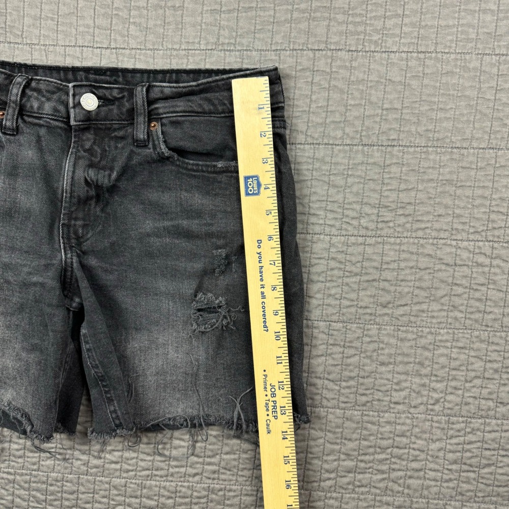 Mid Rise Loose Denim Jean Shorts Jorts Women 4 Black Long 6" Inseam Baggy Y2K - Picture 10 of 11